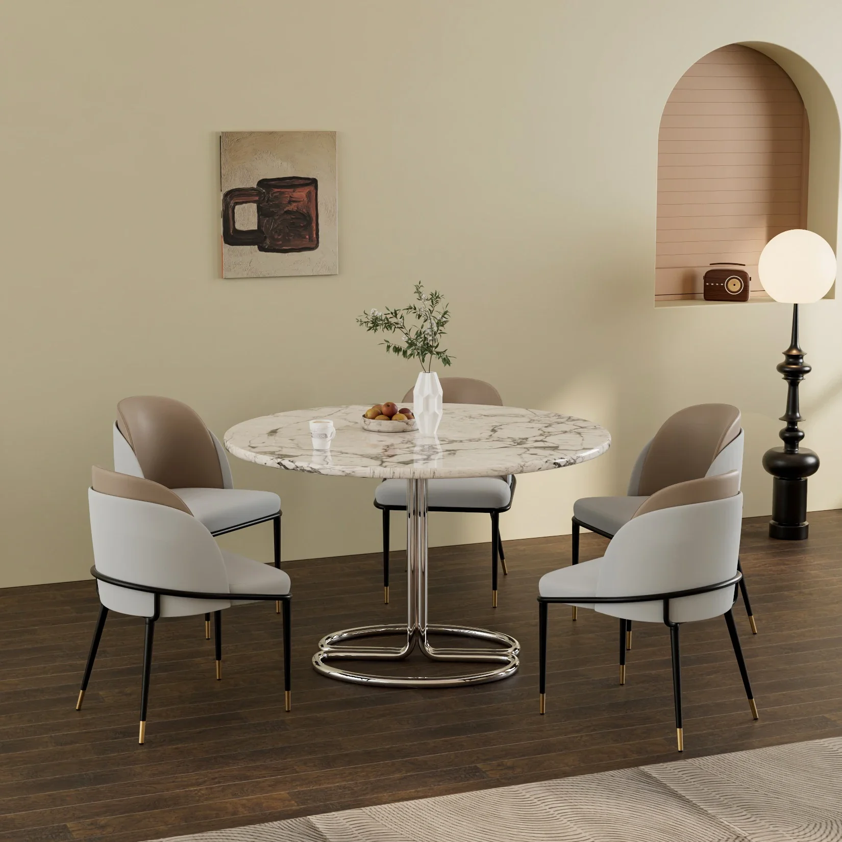 Description Picture 5 of itemLuxury Dining Chairs Kitchen Accent Leisure Microfiber Leather Individual Living Room Chairs Dining Sillas Comedor Kitchen Study