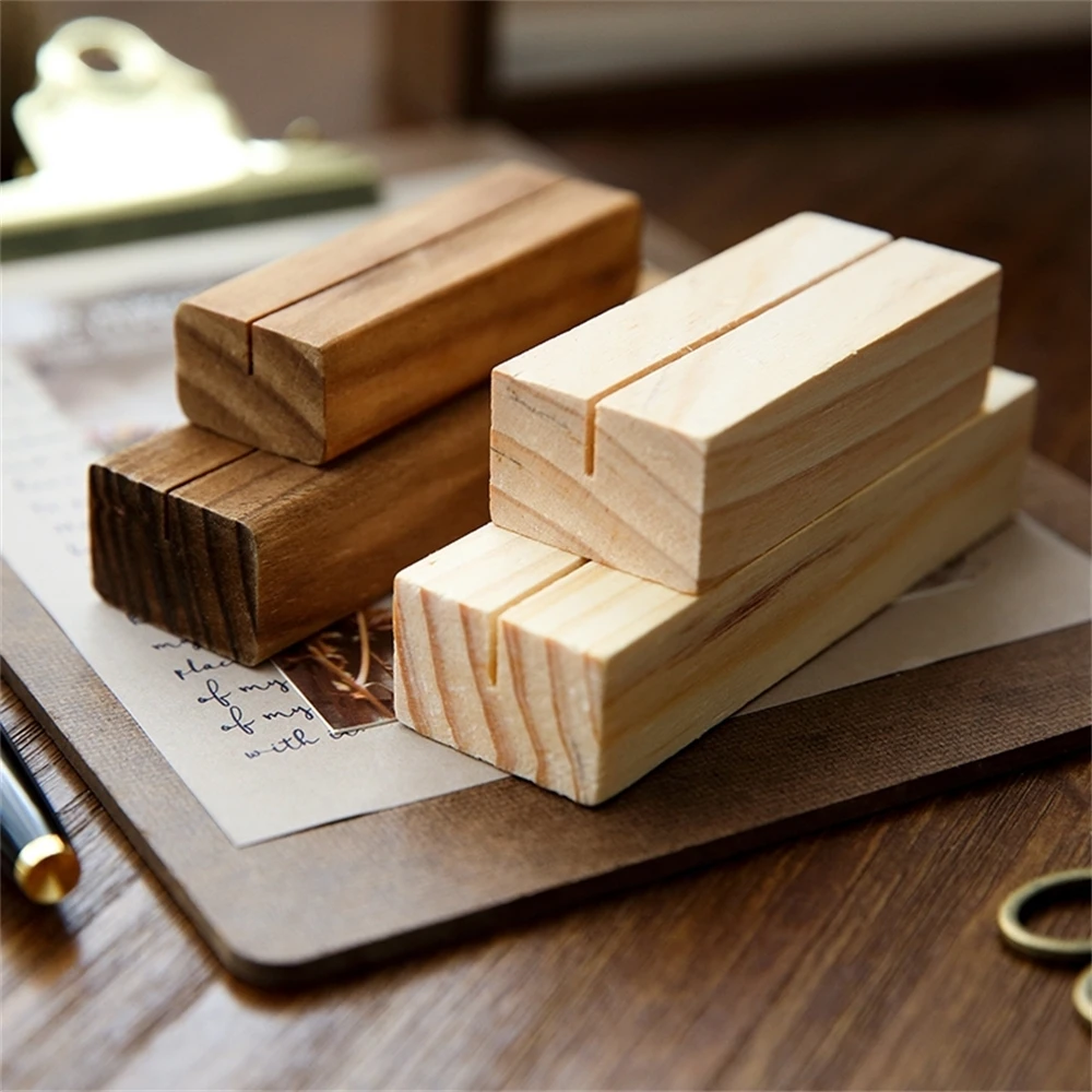 Wood Table Number Stands 3cm 7cm 10cm Length Sign Frame Oak Wooden Display Rack Place Card Holder