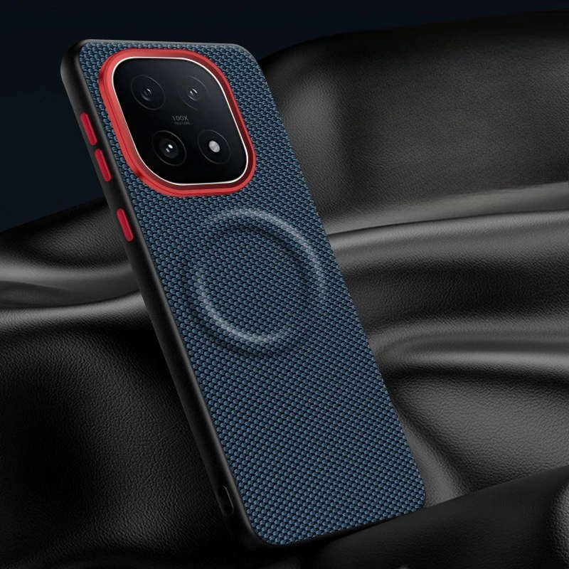 Luxury Magnetic Weave PU Leather Phone Case with Wireless Charging Compatibility and Anti-Fall Protection