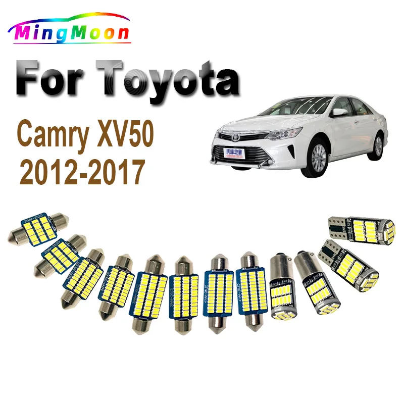 

14Pcs Canbus Car Accessories For Toyota Camry XV50 2012 2013 2014 2015 2016 2017 LED Interior Reading Dome Trunk Light Kit
