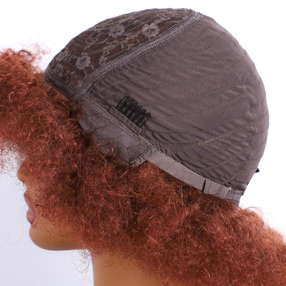 매끄러운 27 브라운 컬러 인간의 머리 가발 여성을위한 아프로 킨키 벌크 헤어 가발 12 인치 짧은 컬러 100% 진짜 브라질 머리 가발