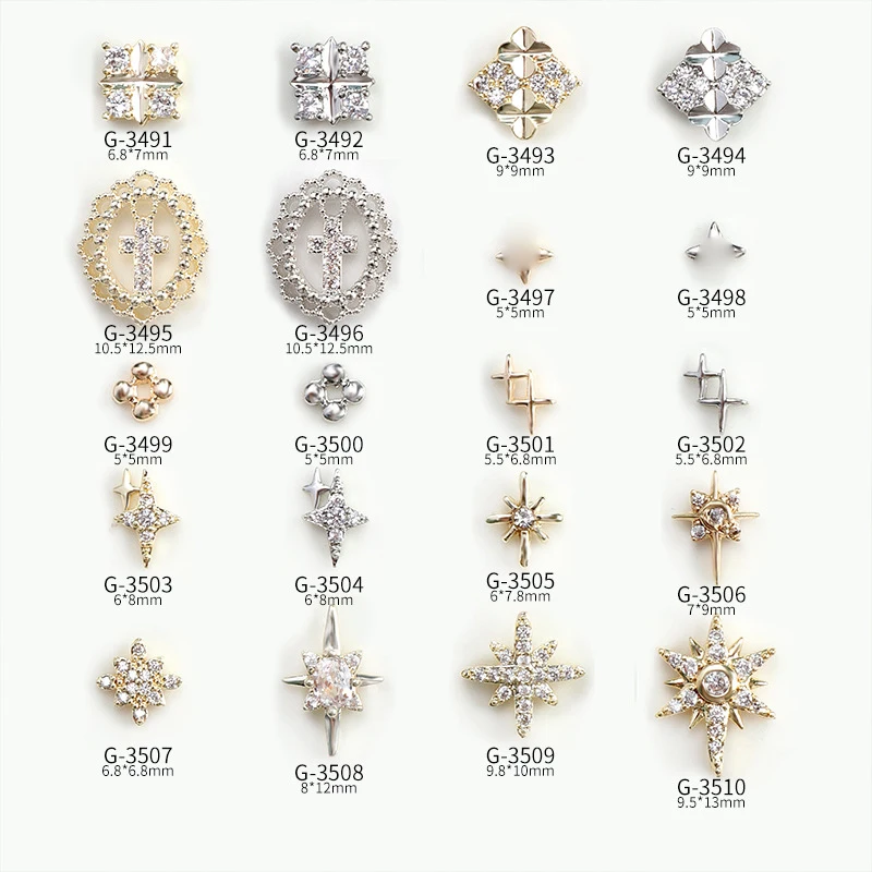 2/20Pcs Retro Luxury Glister Diamond Intarsiato Vari Starlight Cross Alloy Nail Art Strass Decorazioni Gioiello Ciondoli Per Manicure