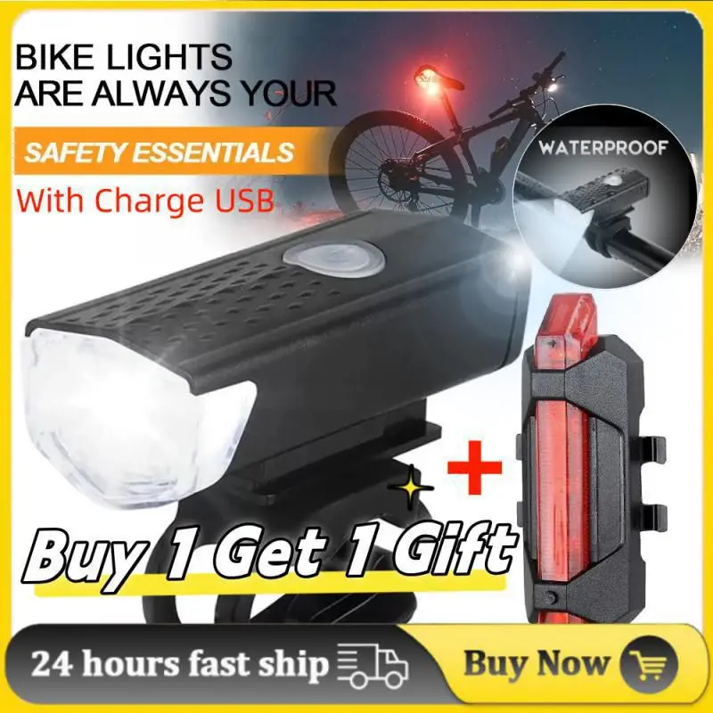 

Bicycle Headlight Taillight USB Rechargeable Bike Light Set Front Light With Taillight Easy To Install 3 Modes Bike Accessories