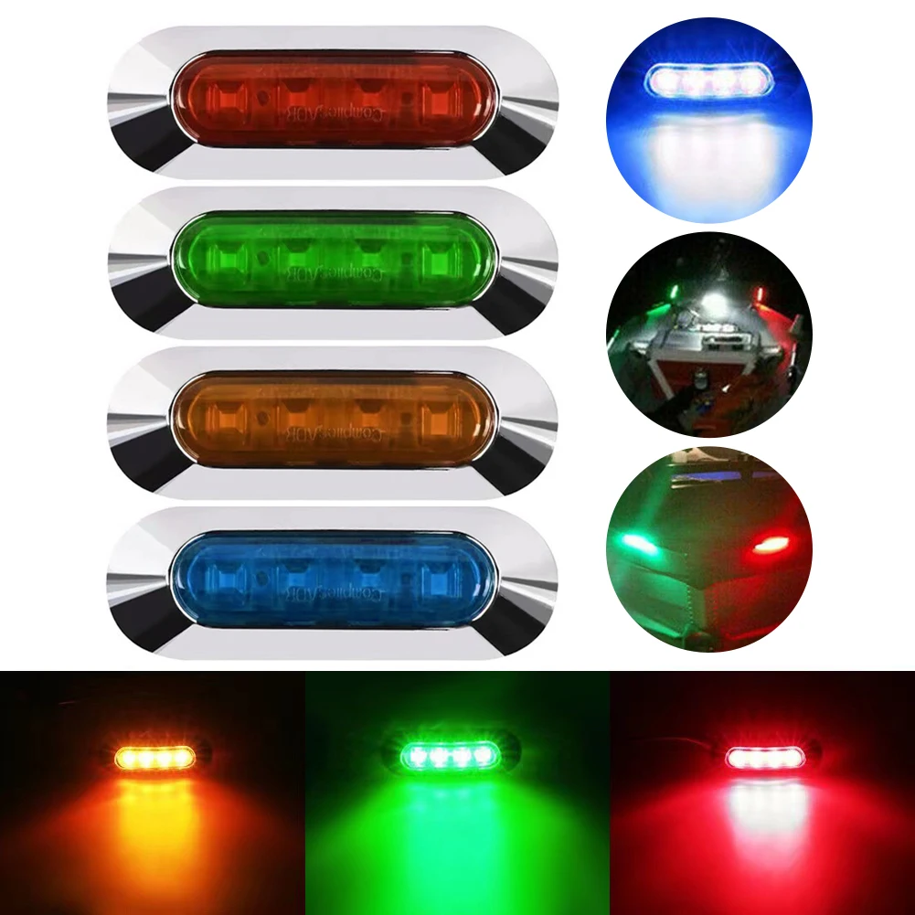 

2PCS LED Side Marker Universal 12-30V 4LED Side Warning Light Marine Welcome Light Waterproof Tail Light for Truck Trailer Boat