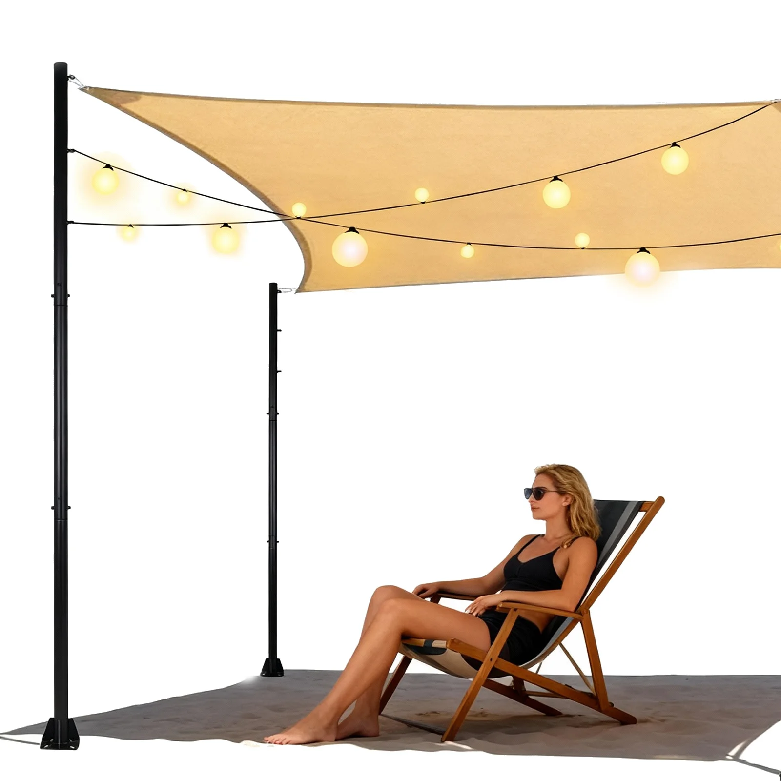 Metal Outdoor Sun Shade Poles Heavy Duty Kit for Patio