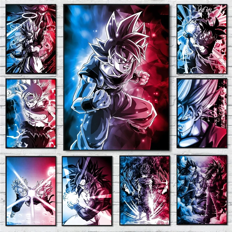 

High Quality Canvas Poster and Painting Dragon Ball Goku Vegeta Anime Wall Stickers Art Modern Living Room Classic Decoration