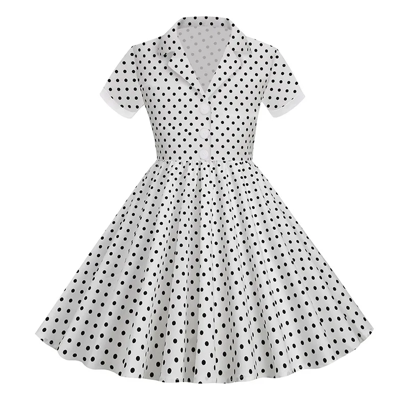 Vestidos Vintage de princesa para niñas, ropa para niños, cuello de muñeca, estampado de lunares, moda de verano para bebés, 3-10T