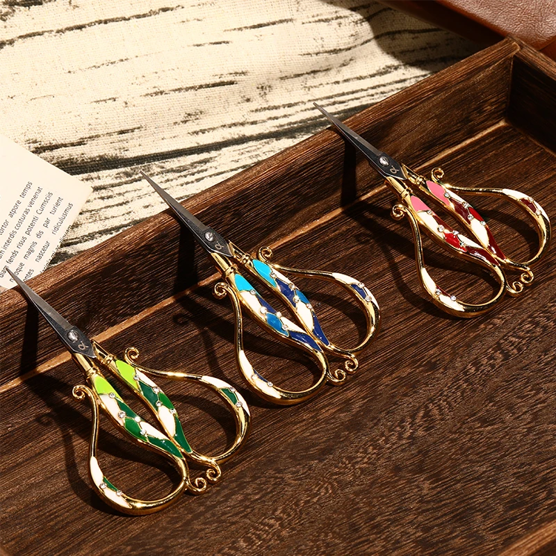 MIUSIE 전문 인쇄 바느질 가위 내구성 빈티지 재단사 가위 공예 가정용 직물 가위 바느질 천 커터