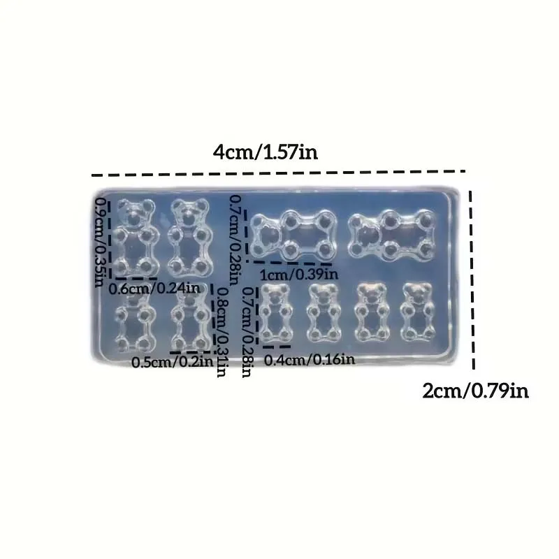 1/2PCS 미니 베어 몰드 3D 실리콘 몰드 레진 쥬얼리 제작 용품 네일 아트 참