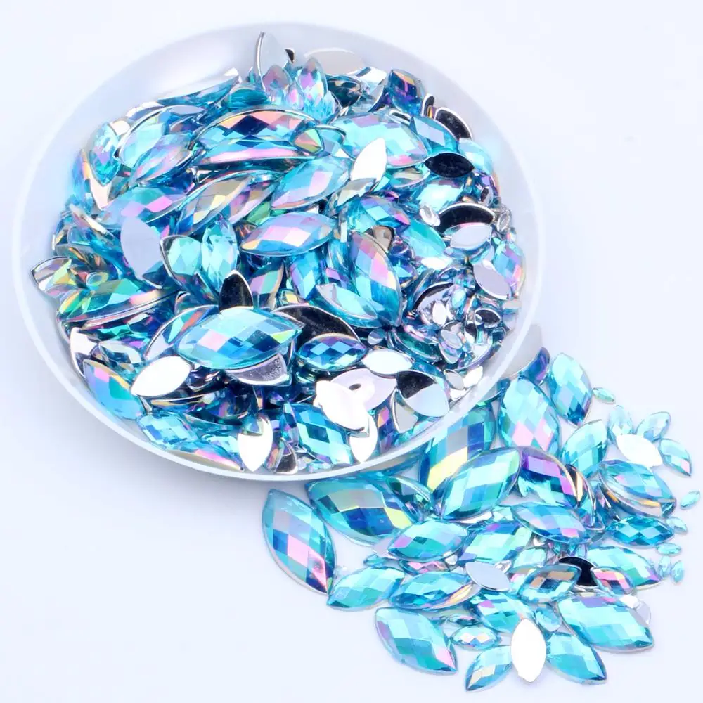 

4x8mm 10000pcs AB colors Flatback Marquise Earth Facets Acrylic Rhinestone Strass High Shine Nail Art DIY Gems Decorations