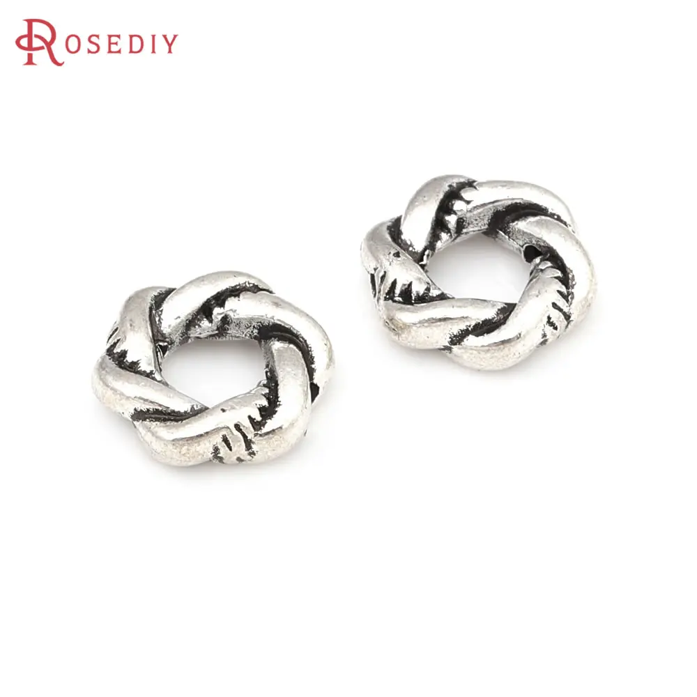 

50PCS Antique Silver Zinc Alloy Twist Circle Connect Rings Diy Jewelry Making Supplies Necklace Earrings Accessories for Women