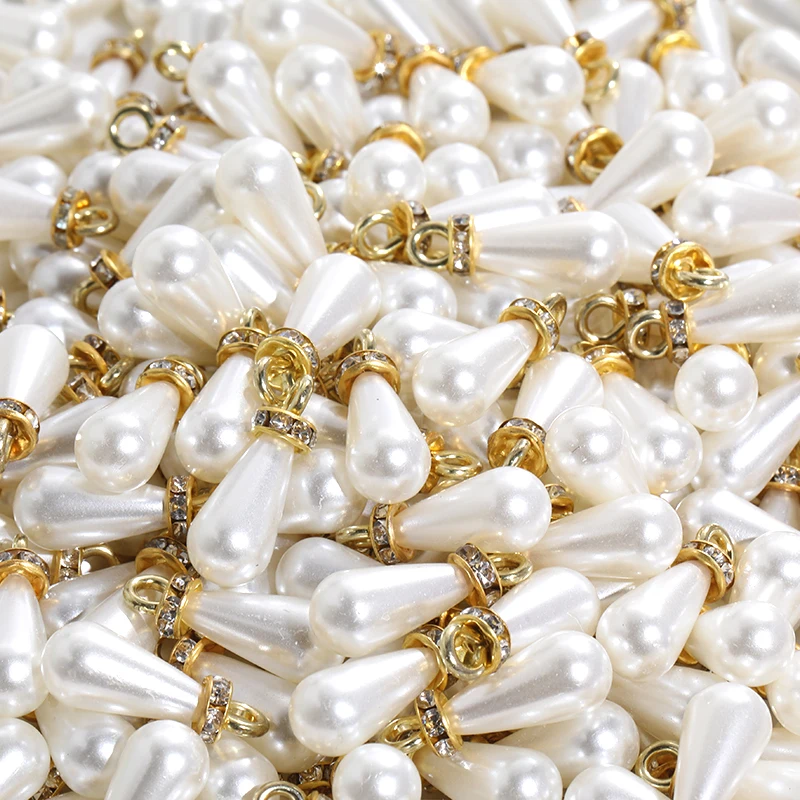 100pcs ABS Waterdrop Teardrop Pearls Pendants For Diy Earring Pendant Jewelry Findings Making Supplies Beads For Handicrafts Jewelry Making Supplies