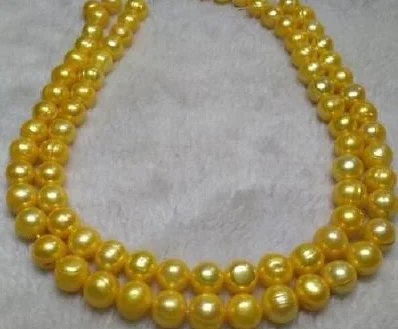 

48" 8-9MM NATURAL SOUTH SEA GENUINE YELLOW PEARL NECKLACE 14K GOLD CLASP