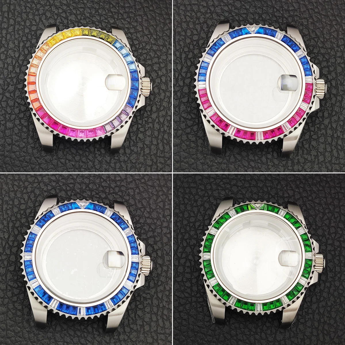 40mm nh35 케이스 크로매틱 다이아몬드 스테인레스 스틸 케이스, 남성 기계식 시계, 방수 케이스, nh35/3 무브먼트 시계 부품에 적합