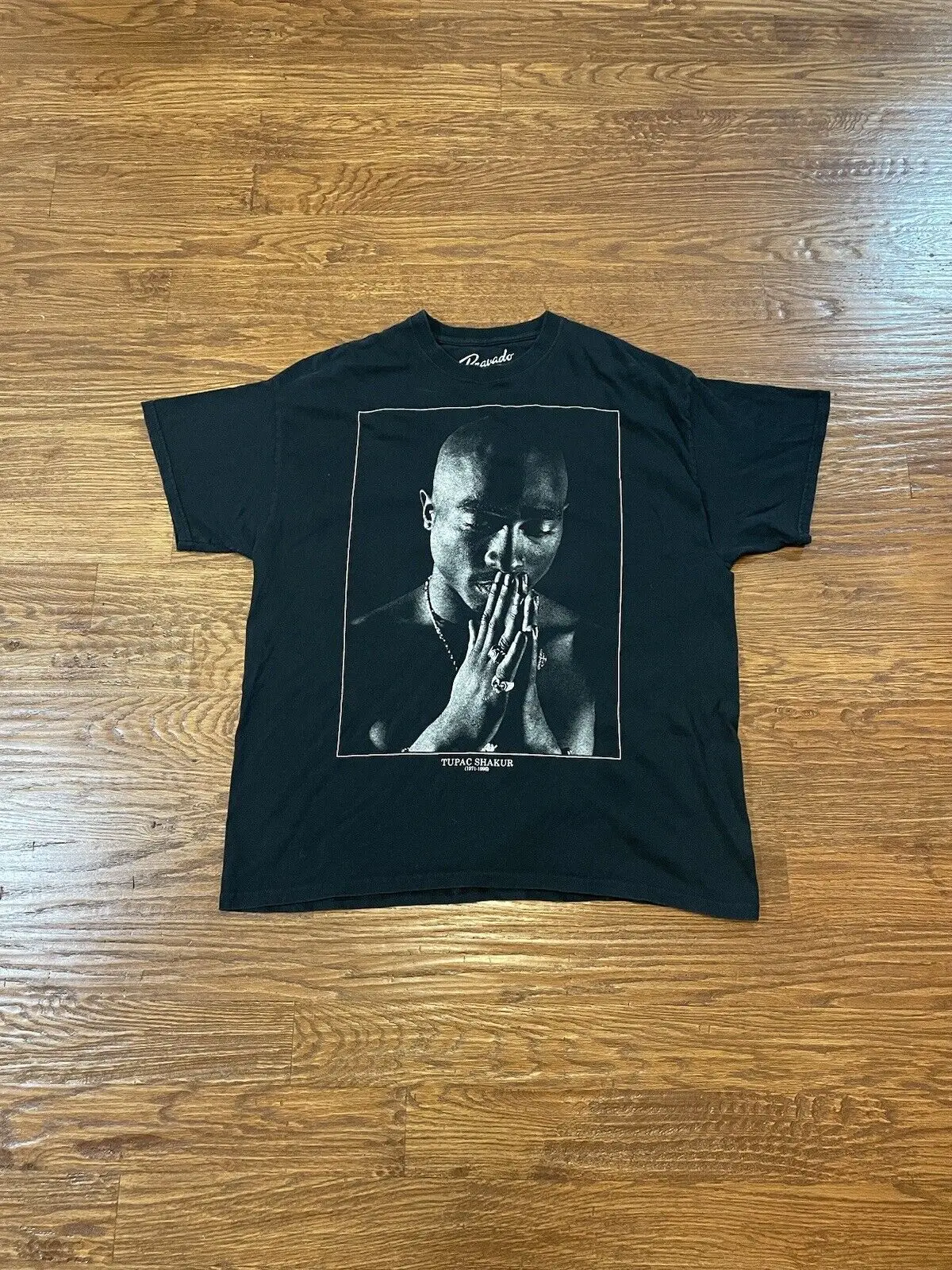 Uomo Tupac Shakur 1996 Maglietta Grafica Manica Corta Taglia Extra Large Solid Black