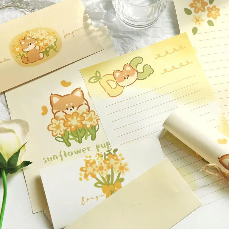 Cute Cartoon Bouquet Series Envelopes Letter Paper Set Bookmarks Sealing Stickers Romantic Confession Letters Korean Stationery