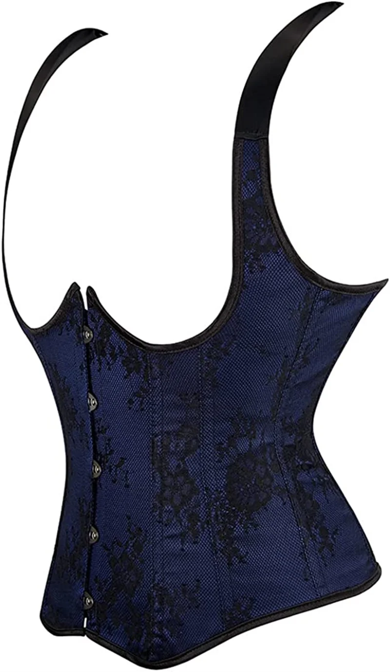 Description Picture 4 of itemSapubonva Underbust Corset with Straps Top Plus Size Embroidery Vest Gothic Women Vintage Lingerie Sexy Renissance Korset Red