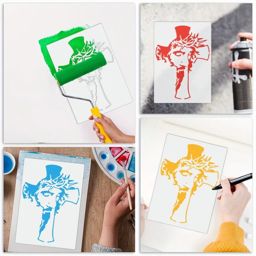 1pc Jesus Cross Painting Template Artistic Design Christian Symbol Craft Supplies 3