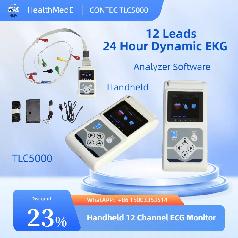 PC Software 12 lead 24h Analyzer TLC5000 Hand-held Dynamic ECG/EKG Holter Monitoring Recorder System analyzer USB ECG Holter