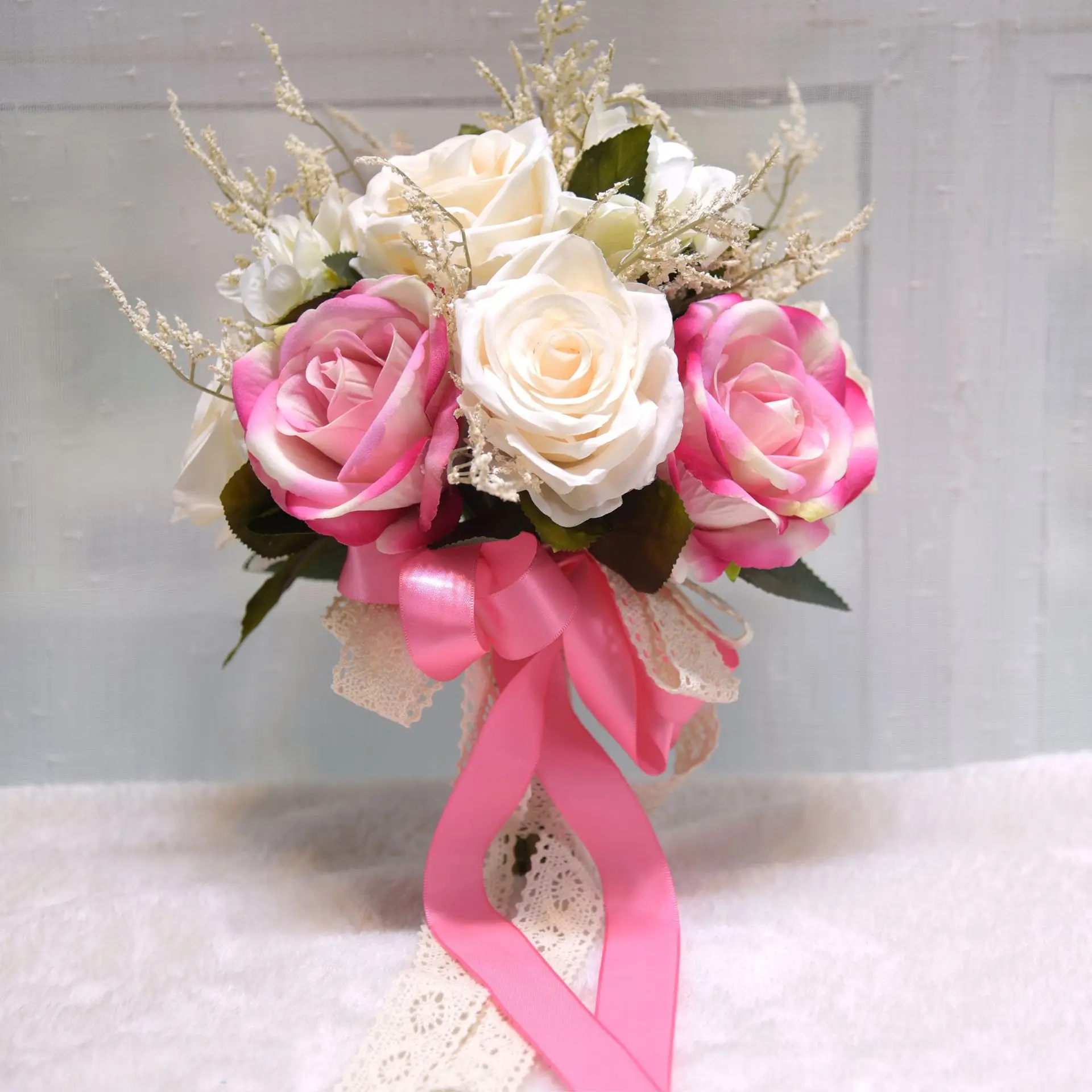 Bouquet da sposa per matrimoni, romantici rose floreali, bouquet di rose artificiali, bouquet, damigella d'onore, fiori per ragazze, bouquet, casa in giardino
