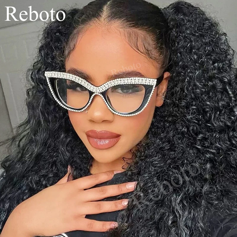 Black Eyeglasses Cat Eye Glasses With Rhinestones Emmie Black
