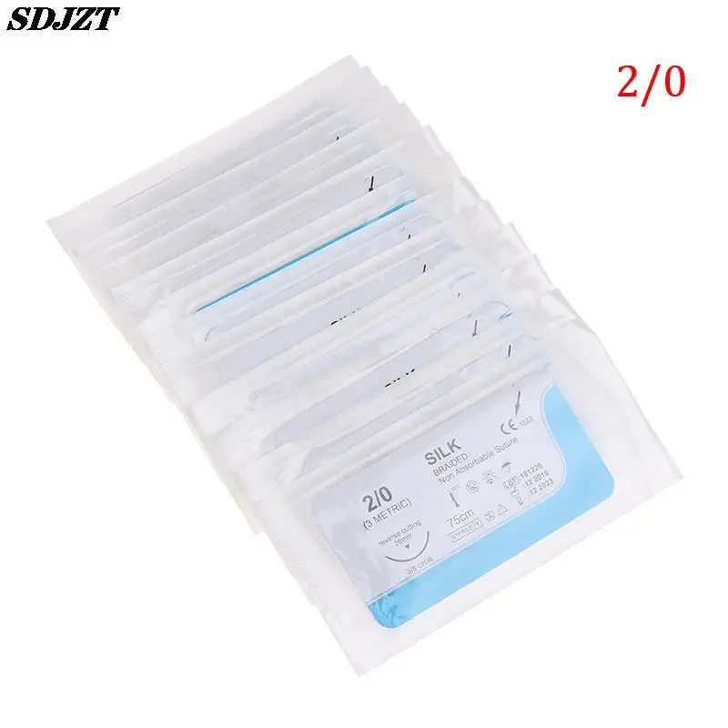 Heißer verkauf 12PCS 75cm 2/0 3/0 4/0 Dental Chirurgische Nadel Seide  Medizinische Gewinde Naht Chirurgische Praxis Kit - AliExpress