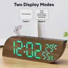 Digital Alarm Clock Temperature Humidity Date Mirror Clock Unlimited Snooze Table Clock 12/24H Night Mode Clock USB AAA Powered 4