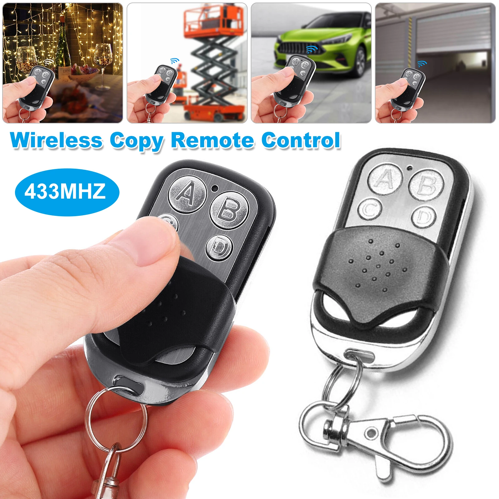 

433MHZ wireless copy remote control, four key garage door pairing and copying code remote control, ABCD button