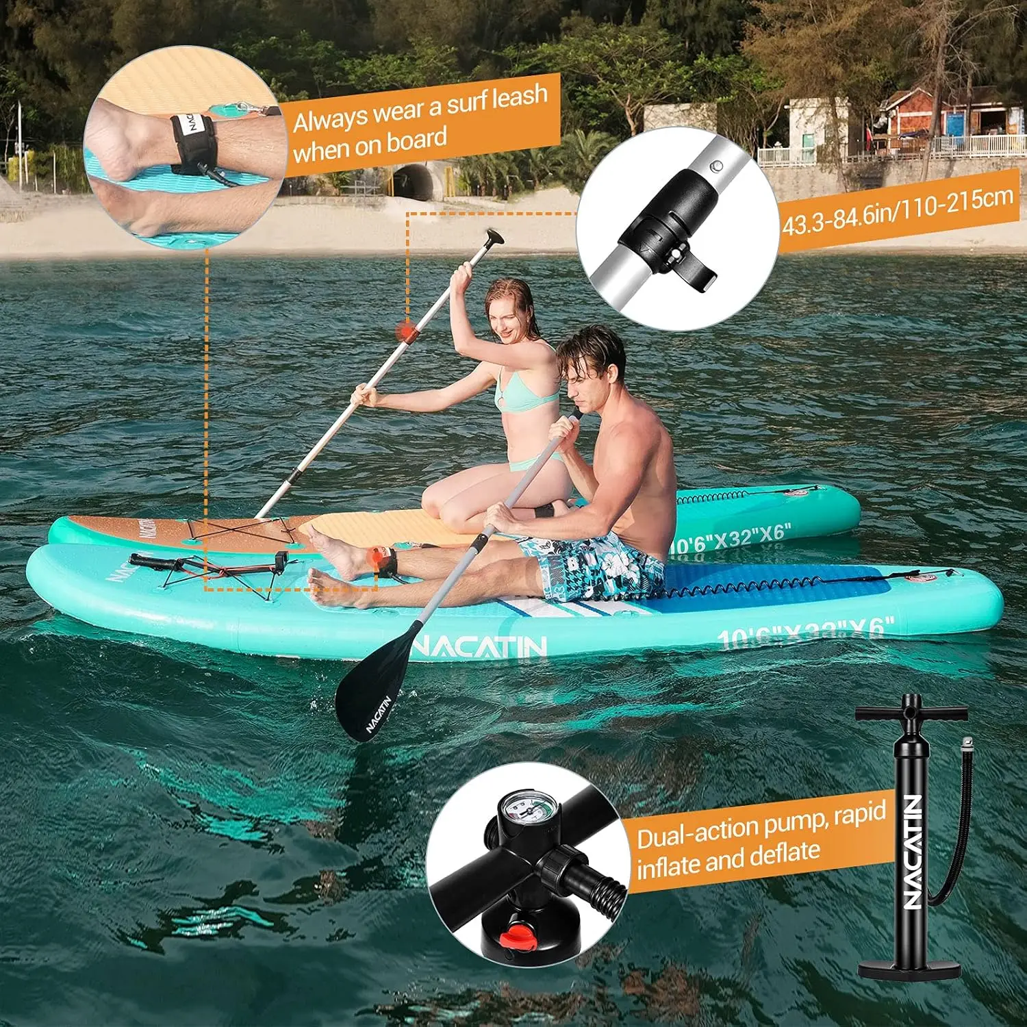 Inflatable Stand Up Paddle Board with Kayak Seat,10'6"Upgrade Version Blow Up Paddle Boards for Adults with Premium SUP