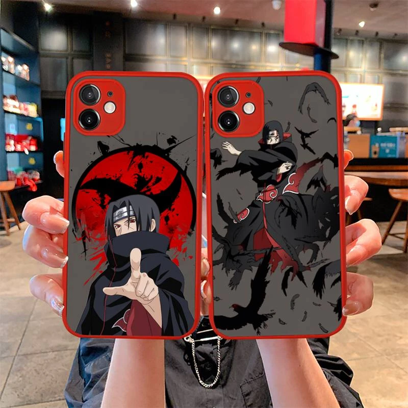 Uchiha Itachi Naruto Phone Case For iphone 13 12 11 Pro Mini Max XS X 8 7 Plus SE 2020 XR Matte Transparent Light red Cover cheap iphone xr cases