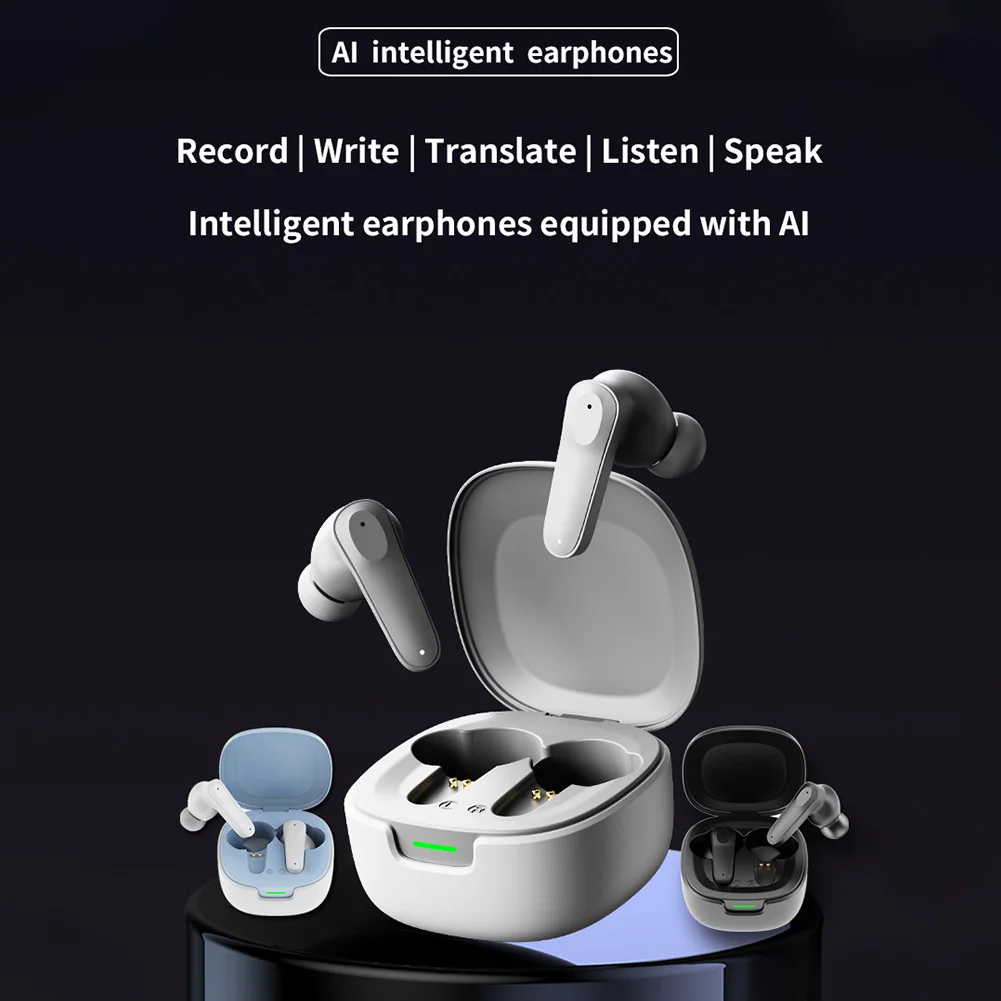 A98 AI Translator Earbuds Real Time Translation Headphones Bluetooth 5.4 Languages Translation Earphones Smart Voice Translator