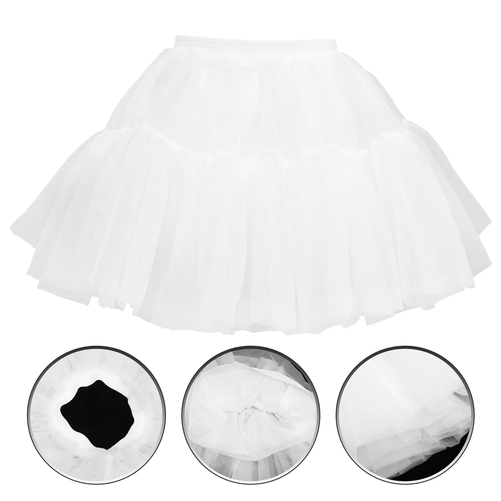 Dresses White for Women Tutu Skirt Contour Crinoline Short Petticoat Hoopless Women's Bride