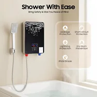 Chauffe-eau électrique instantané 3 en 1, 6,5 kW, température réglable jusqu'à 55°C ℃ Chauffe-eau sans réservoir résistant à la pression avec douchette, taille 19065285 mm pour évier, douche et baignoire 5