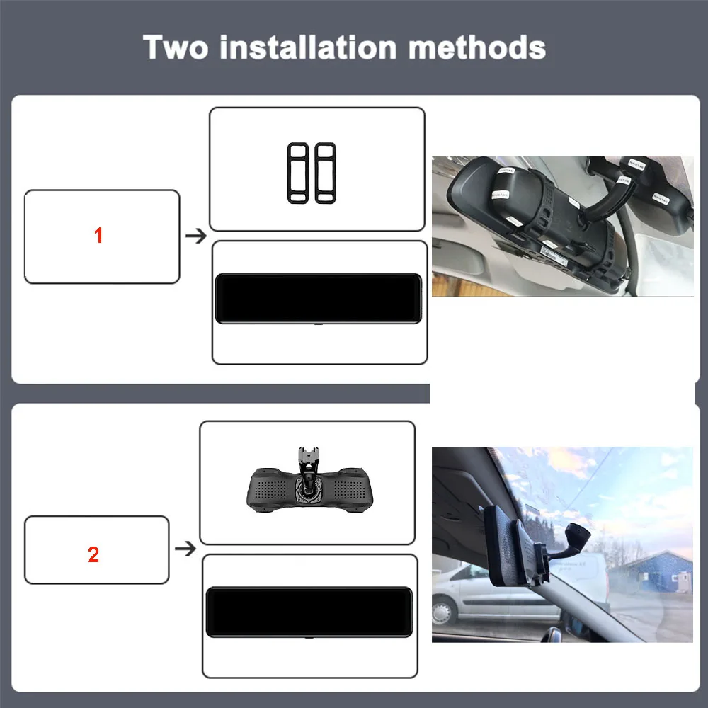 HGDO 10" Dash Cam 3 in 1 Stream Media Video Record Dual Lens FHD 1080P Car DVR Front and Rear View Mirror Camera Parking sensor