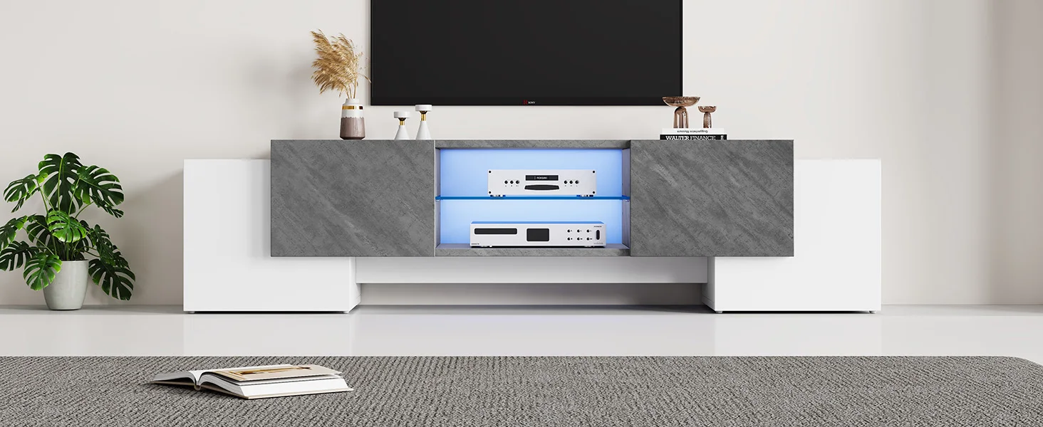 180 * 40 * 46,5 cm einfacher weißer und grauer TV-Schrank, Lowboard-TV-Schrank, geeignet für Wohnzimmer-TV-Schränke mit 60/65/70-Zoll-Fernsehern – Detail 16