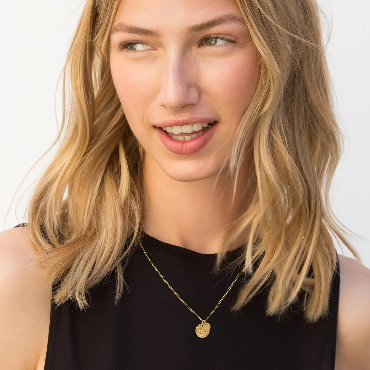 여성용 목걸이 스테인레스 스틸 둥근 표면 그레인 태그 코인 펜던트 니켈이없는 패션 섬세한 체인은 방수 가능-Freehip.co.kr