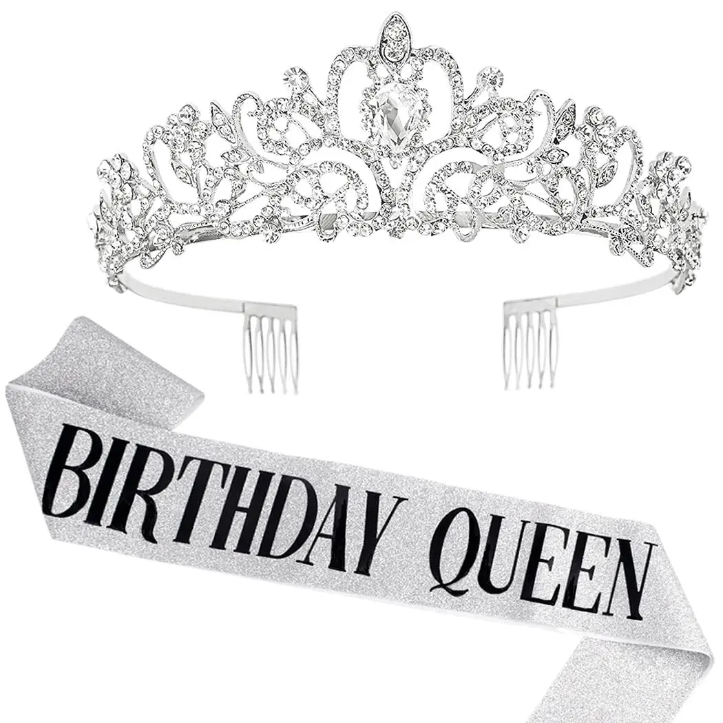 Birthday headband set Birthday Shoulder Strap Crown Headband Birthday Queen/girl Set Ceremonial Shoulder Strap Party Decoration