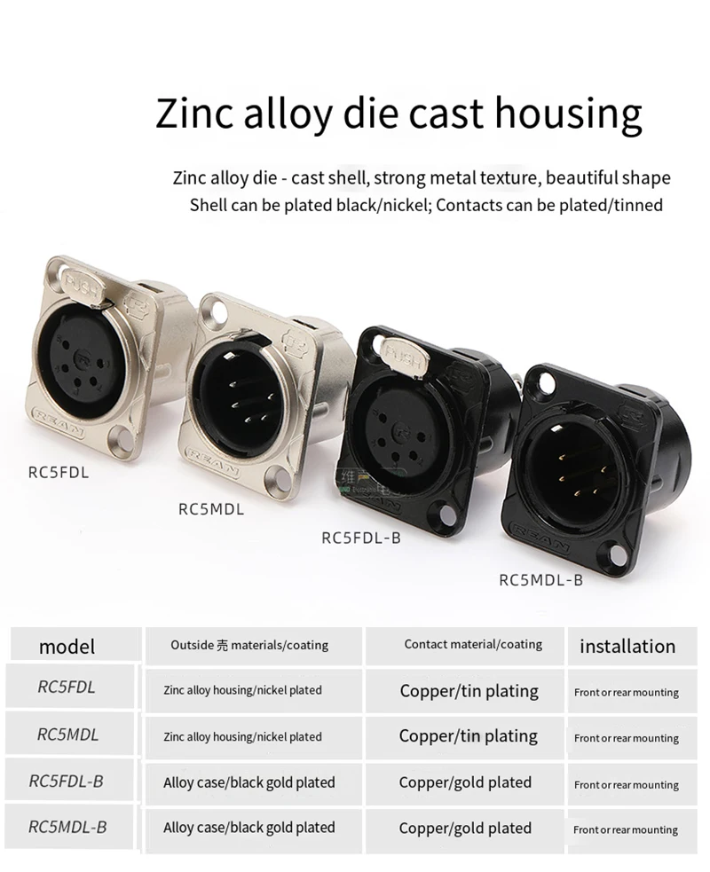 XLR 5-poliger Buchsenstecker DMX512 Lichtsteuerung gemeinsam mit RC5FDL-B RC5MDL-B – Detail 2
