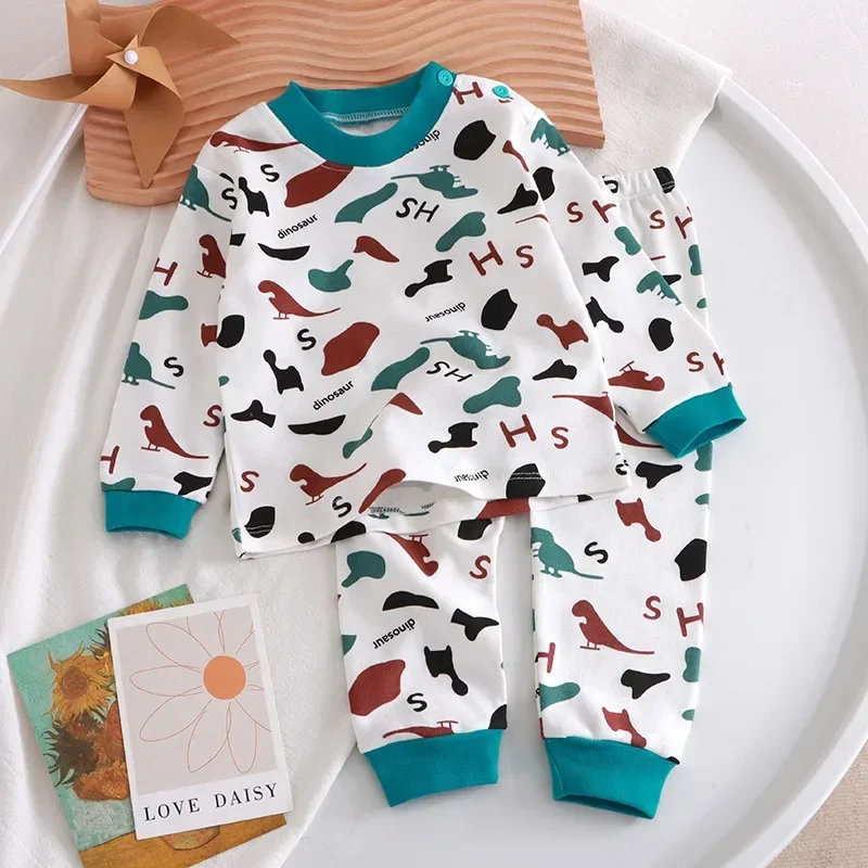 2-Piece Set Autumn Winter Children's Underwear Long Johns Cotton Baby Boy Girl Long Pants Kids Pajamas Home Clothes