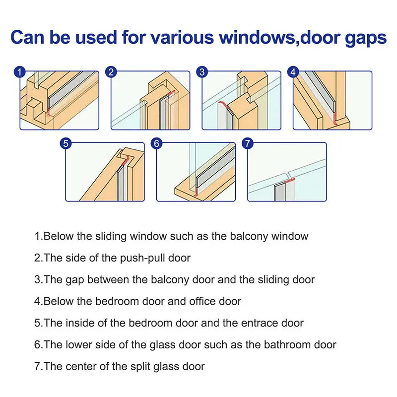 Seal Strip Bottom Self Adhesive Weather Strip Silicone Soundproofing Window Seal Anti Draft Dust Insect Door