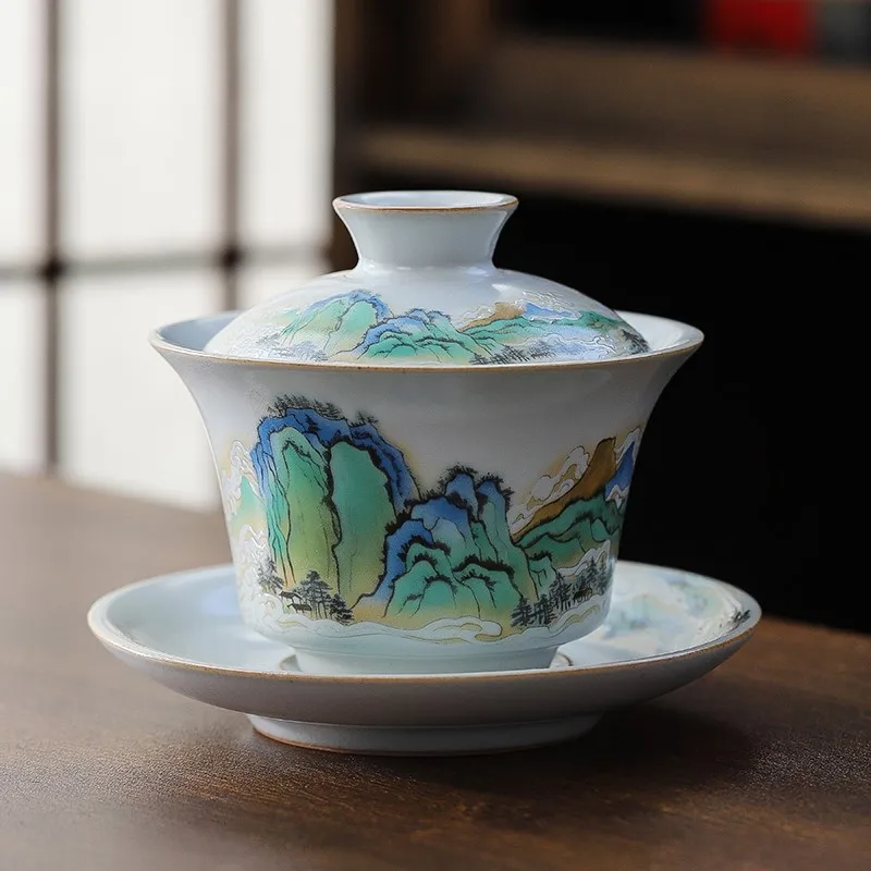 

Ruyao covered teacup single household tea ceramic not hot fu set