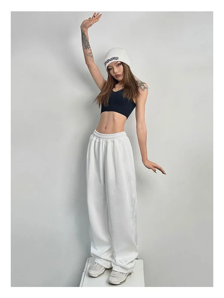 

HOUZHOU Kpop White Baggy Sweatpants Women Hippie Y2K Korean Style Basic Jogger Sports Pants Harajuku Oversize Wide Leg Trousers