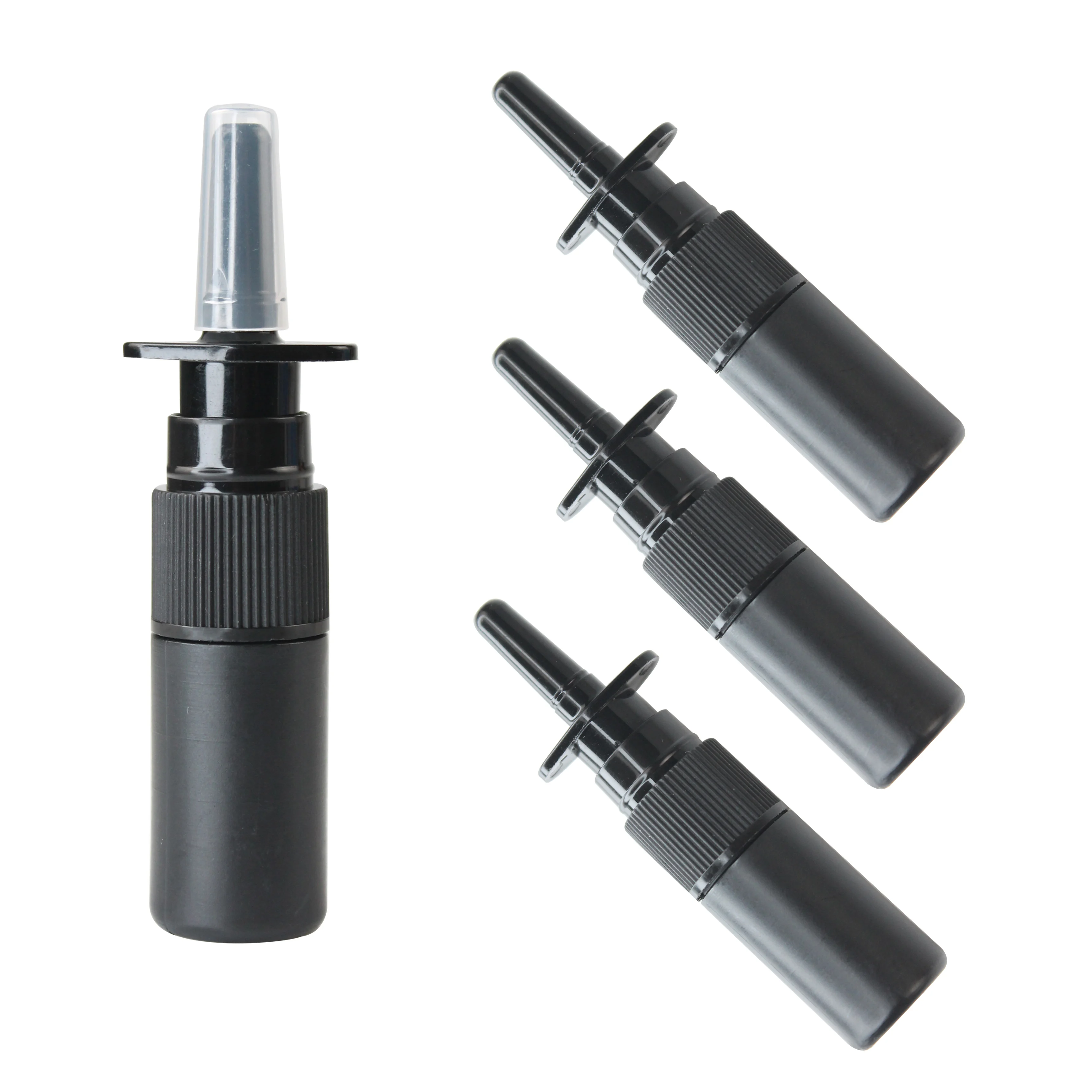 48Pcs 5ml Black Empty Plastic Nasal Spray Bottles Pump Sprayer Mist Nose Spray Bottle Portable Refillable Bottling Packaging