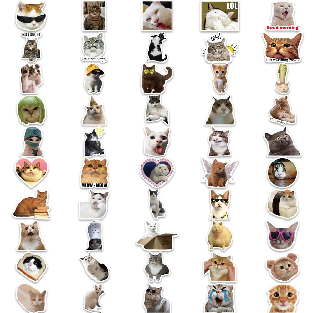 100/1000pcs Funny Cute Cat MEME Animals Stickers Kawaii Decals Scrapbooking Notebook Luggage Laptop Skateboard Sticker Toy