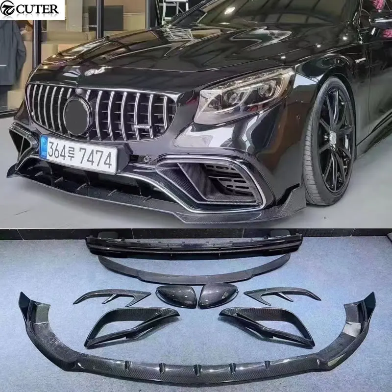 

W217 C217 S Coupe S63 AMG Carbon Fiber Front Lip Front Air Vents Rear Diffuser Rear Spoiler for Benz W217 S500 Car Body Kit