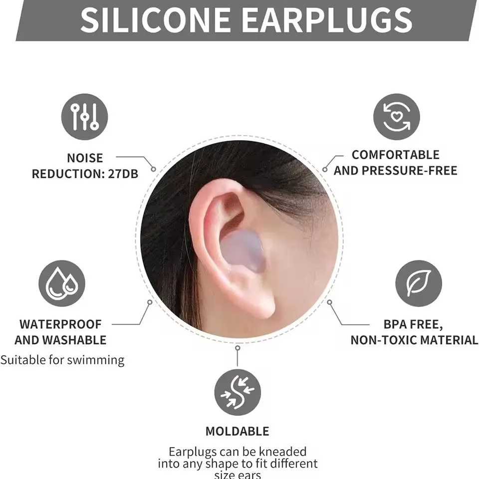 Noise Cancelling Reusable Ear Plugs for Sleeping, Swimming, and Flying