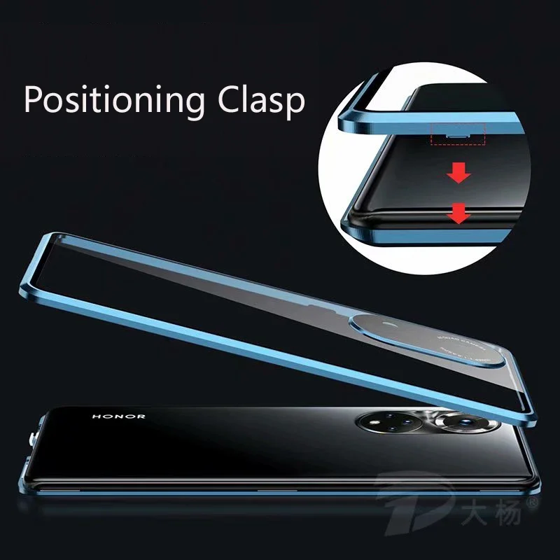 Premium Metal Magnetic Double-Sided Glass Snap Lock Phone Case - 360 Full Protection Cover