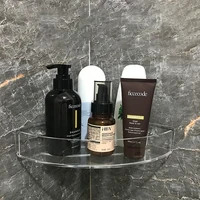 Acrylic Corner Bathroom Shelf , Bathroom Clear Floating Shower Corner Shelf No Drilling Soap and Shampoo Holder Organizer Rack 1