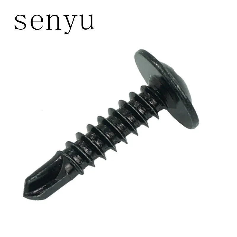 plana perfuracao cauda parafuso broca eletrica parafuso preto 100pcs 200pcs 01