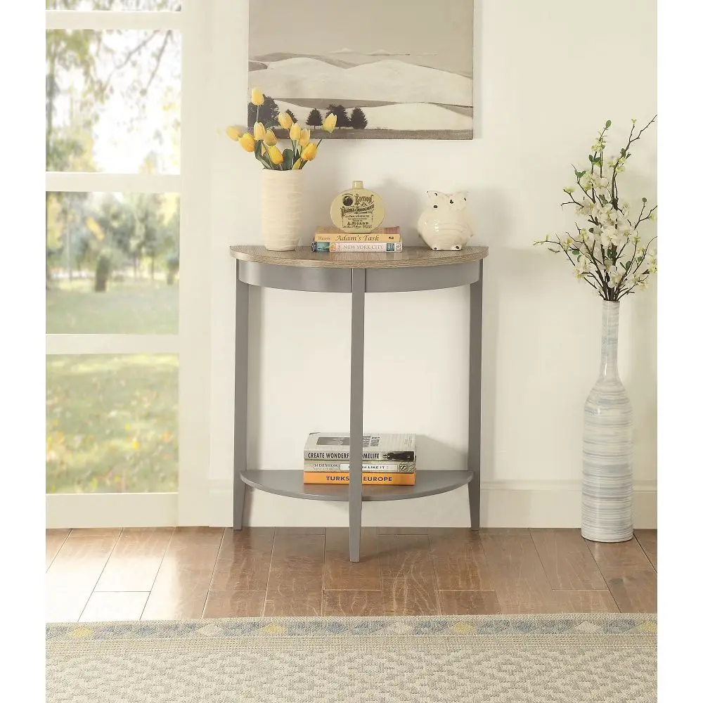 

Stylish Gray Oak and Gray ACME Justino Console Table for Elegant Home Décor - Featuring a Sleek Design and High-Quality Constru